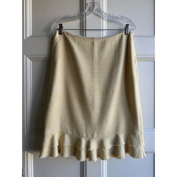 New Vintage Ann Taylor Women's Yellow Tweed Suit Jacket Sz 12 Skirt Sz 10 - Picture 3 of 12